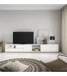 Mueble TV con luces LED en claro | blanco y roble