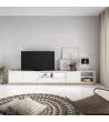 Mueble TV con luces LED en claro | blanco y roble