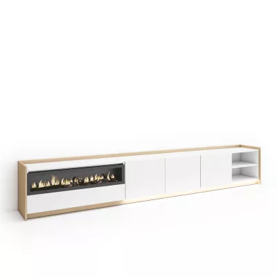 Mueble TV con chimenea eléctrica y luces LED