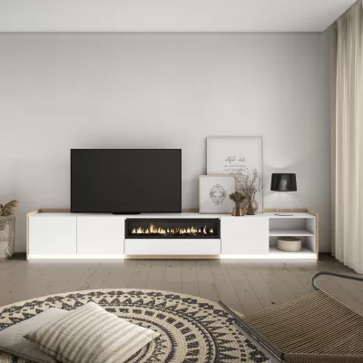 Meuble TV avec cheminée électrique et lumières LED