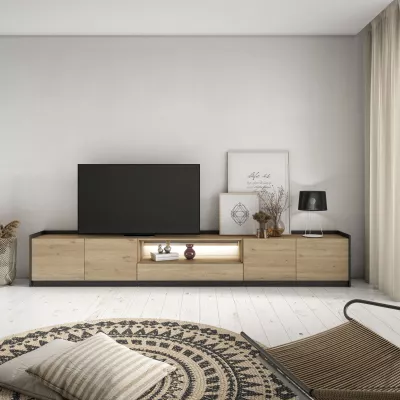 Mueble TV con LED | roble y negro