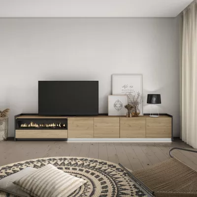 Mueble TV con chimenea eléctrica y luces LED
