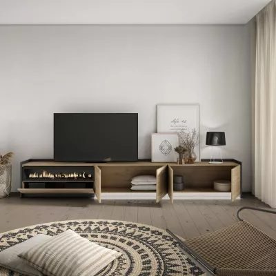 Mueble TV con chimenea eléctrica y luces LED