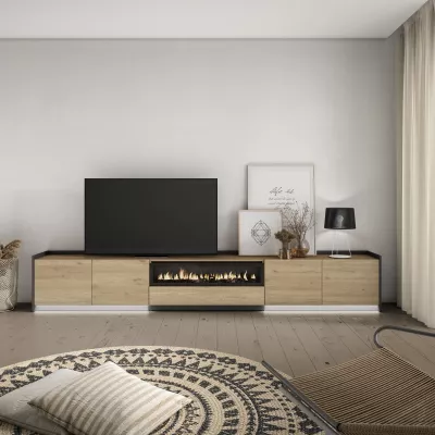 Mueble TV con chimenea eléctrica y luces LED