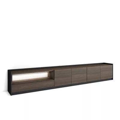 Mueble TV con luces LED en | roble oscuro y negro
