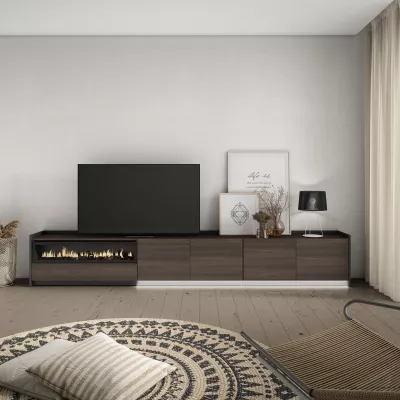 Meuble TV avec cheminée électrique et lumières LED