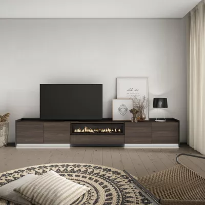 Meuble TV avec cheminée électrique et lumières LED