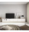 Mueble TV con luz LED claro | Blanco y roble