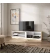 Meuble TV avec LED clair | Blanc et chêne