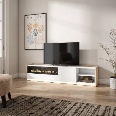 Meuble TV avec cheminée électrique et lumières LED