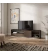 Mueble TV con luces LED | Roble oscuro y negro