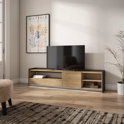 Meuble TV avec éclairage LED | chêne et noir