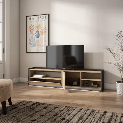 Mueble TV con luces LED | roble y negro