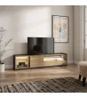 Meuble TV avec éclairage LED | chêne et noir
