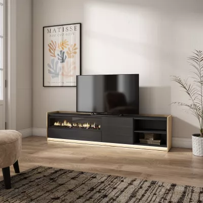 Mueble TV con chimenea eléctrica y luces LED