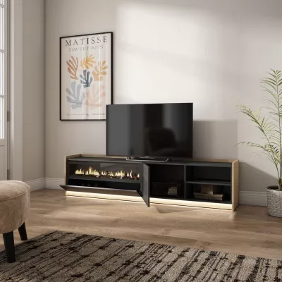 Mueble TV con chimenea eléctrica y luces LED