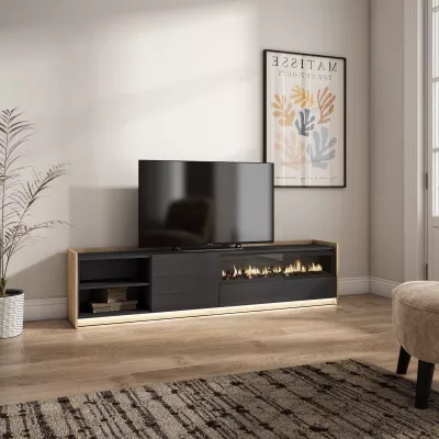 Mueble TV con chimenea eléctrica y luces LED