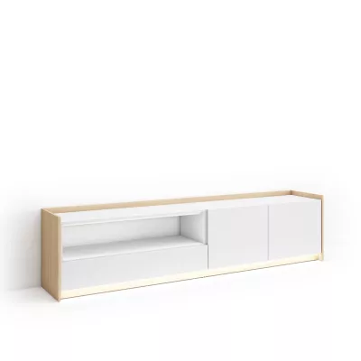 Meuble TV avec LED clair | Blanc et chêne