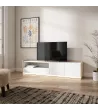Mueble TV con LED claro | Blanco y roble
