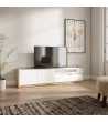 Mueble TV con LED claro | Blanco y roble