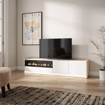 Mueble TV con chimenea eléctrica y luces LED
