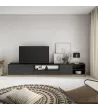 Mueble TV con luces LED | Negro y roble
