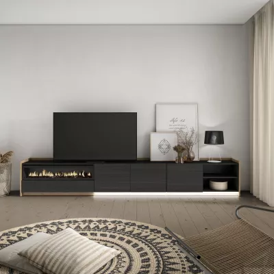 Mueble TV con chimenea eléctrica y luces LED