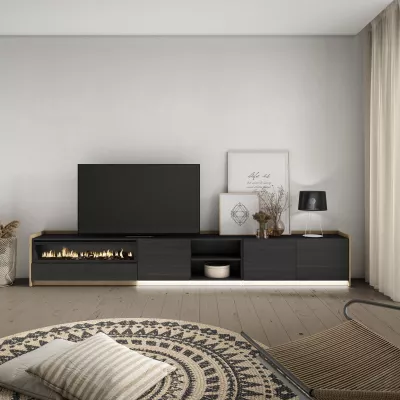 Mueble TV con chimenea eléctrica y luces LED