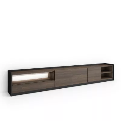 Meuble TV avec LED | Chêne foncé et Noir