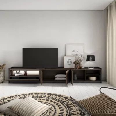Mueble TV con LED | Roble oscuro y Negro