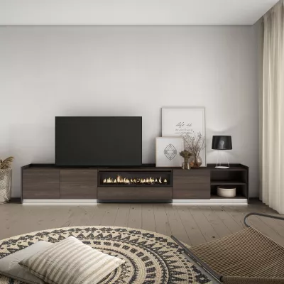 Mueble TV con chimenea eléctrica y luz LED