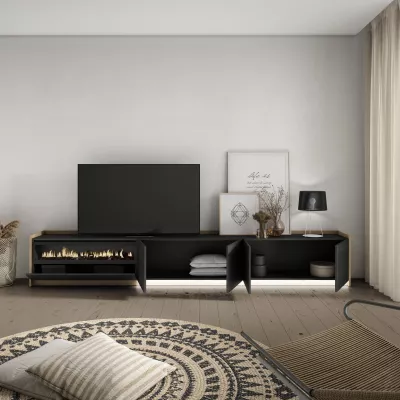 Mueble TV con chimenea eléctrica y luces LED