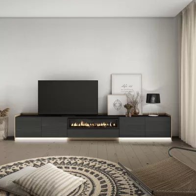 Mueble TV con chimenea eléctrica y luces LED