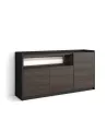 Aparador LED roble oscuro y negro 156x37x80cm