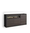 Aparador chimenea eléctrica LED roble/negro 156x37x80cm