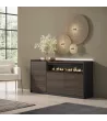 Aparador chimenea eléctrica LED roble/negro 156x37x80cm