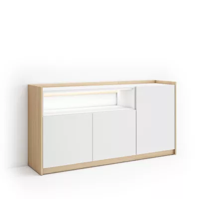 Aparador con luces LED claro | Blanco y roble