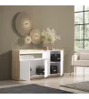 Aparador LED 3 puertas blanco y roble soft 156x37x80cm