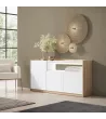Buffet avec lumières LED clair | Blanc et chêne