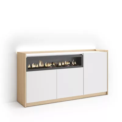 Aparador con chimenea eléctrica y luces LED