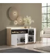 Aparador chimenea eléctrica+LED blanco/roble 156x37x80cm