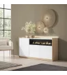 Aparador chimenea eléctrica+LED blanco/roble 156x37x80cm