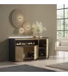 Aparador con chimenea eléctrica y LED roble/negro 156x37x80