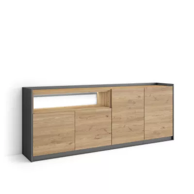 Buffet avec lumières LED | Chêne et noir