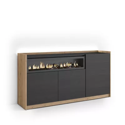 Buffet avec cheminée électrique et lumières LED