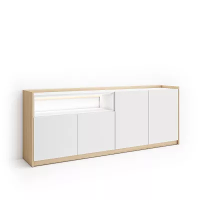 Aparador con luces LED claro | Blanco y roble