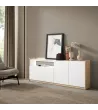 Buffet avec lumières LED clair | Blanc et chêne