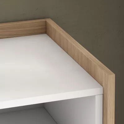 Buffet avec lumières LED clair | Blanc et chêne