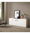 Buffet avec lumières LED clair | Blanc et chêne