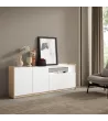 Buffet avec lumières LED clair | Blanc et chêne